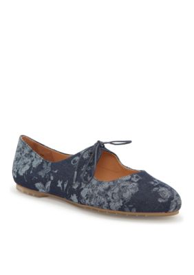 me Too Women's Cacey Thin Bow MaryJane Flat, Navy Blue, 5.5M -  0648244169611