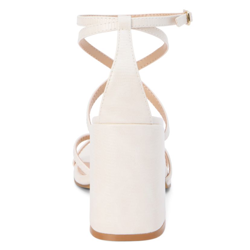 Vegan, strappy sandal on a block heel.