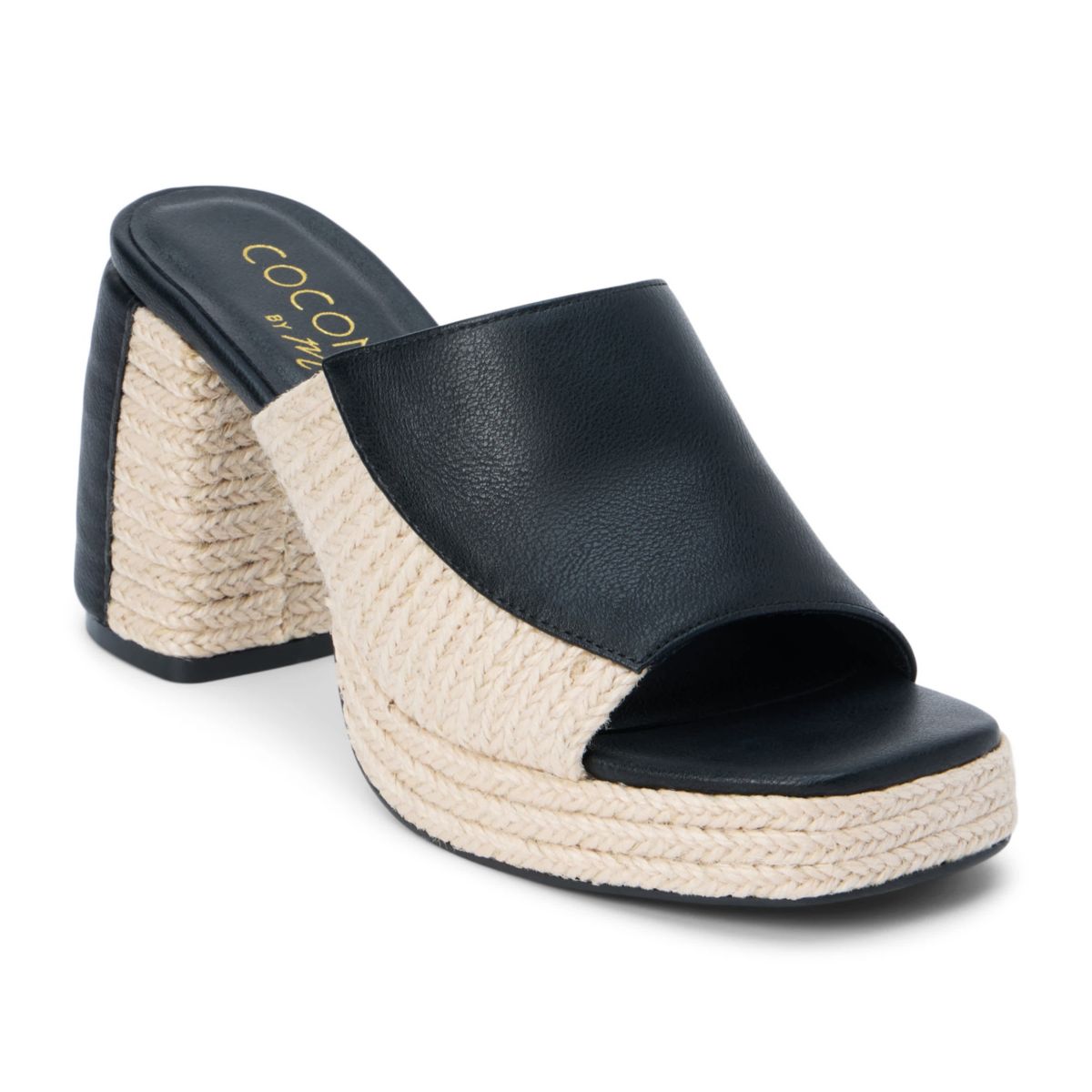 Vegan, platform heeled sandal.