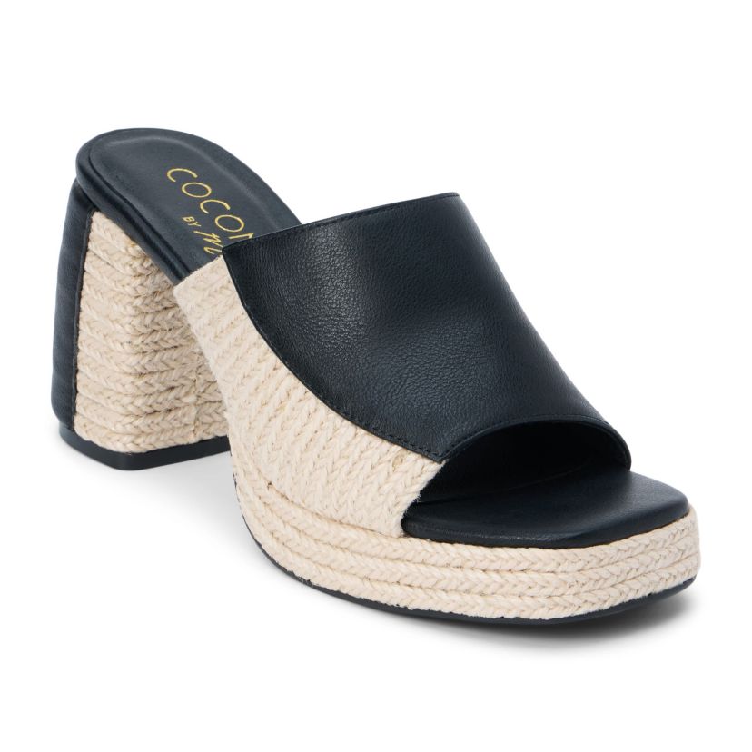 Vegan, platform heeled sandal.