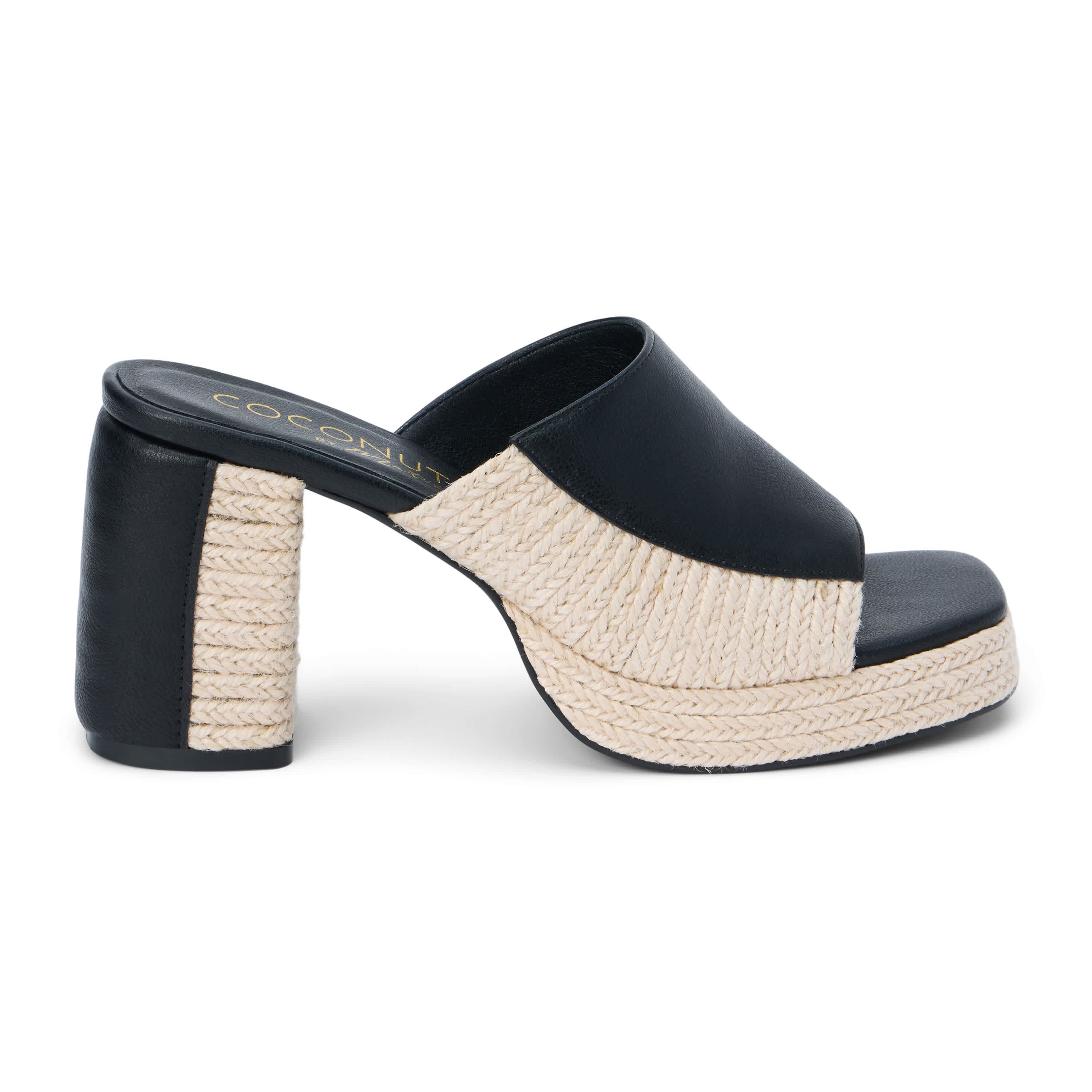 Vegan, platform heeled sandal.