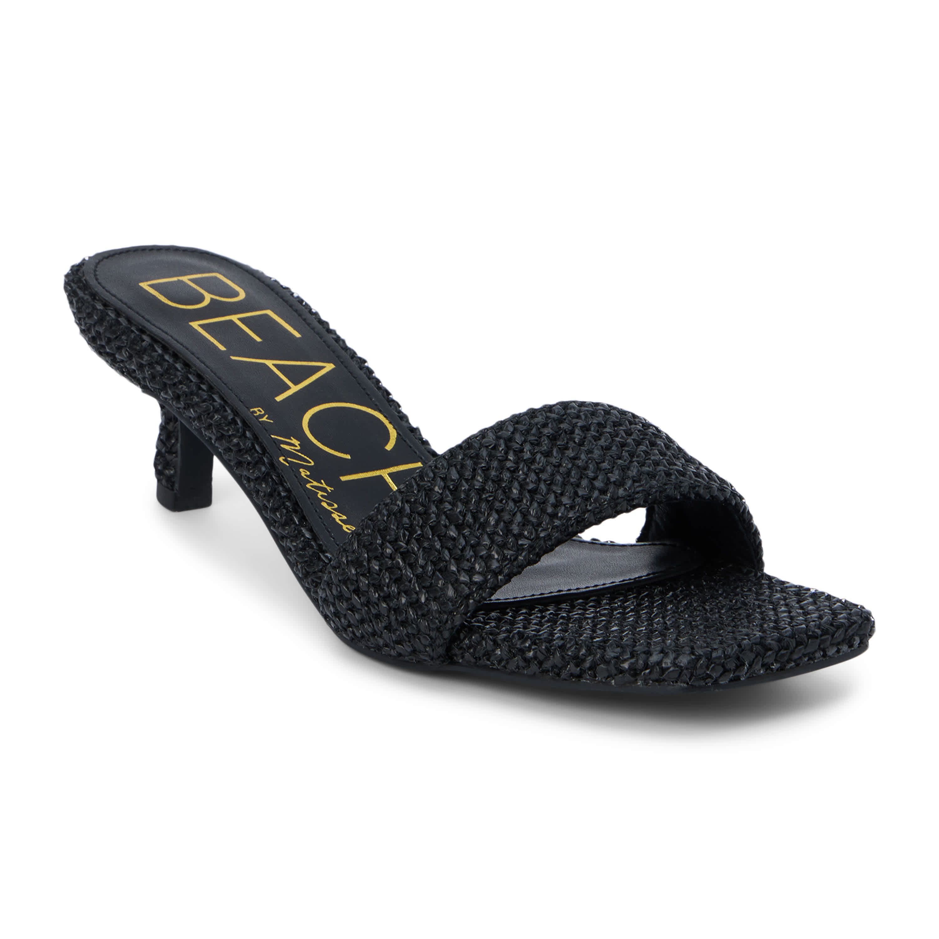 Vegan, single band Kitten heel heel heel sandal.