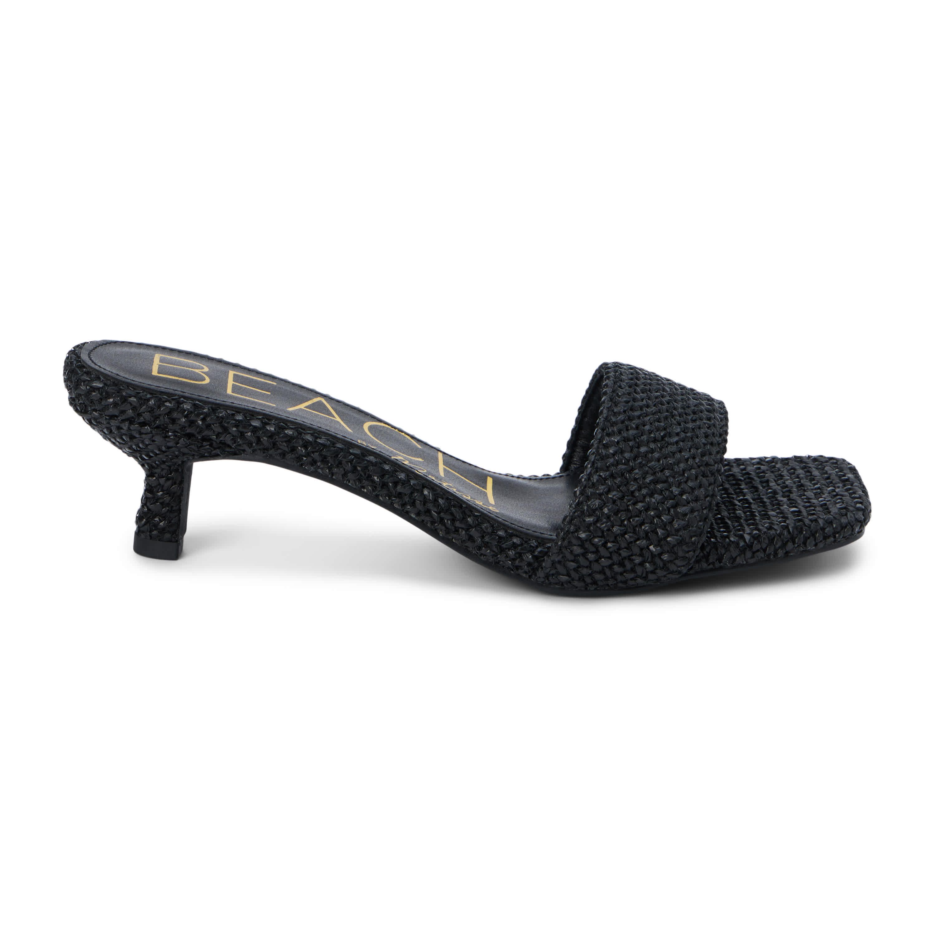 Vegan, single band Kitten heel heel heel sandal.