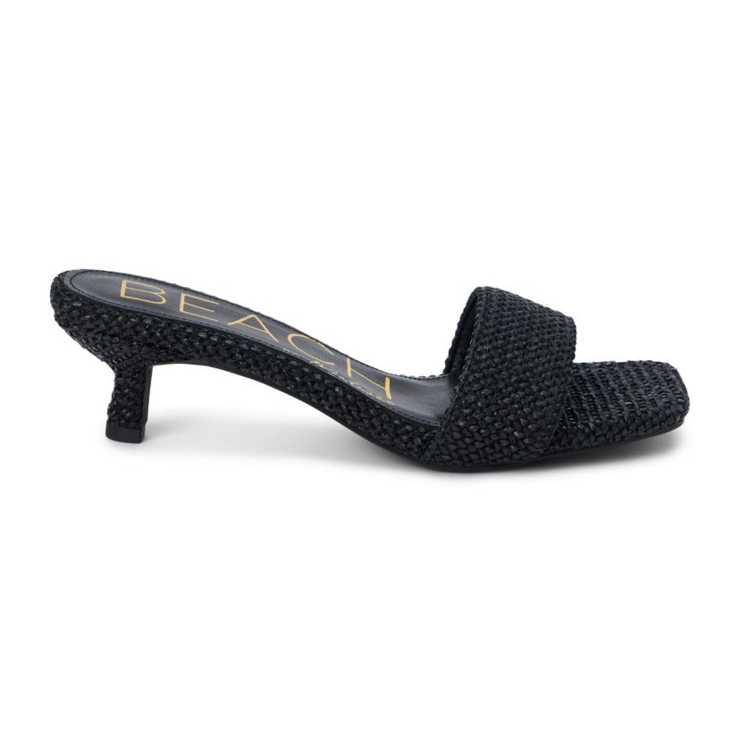 Vegan, single band Kitten heel heel heel sandal.