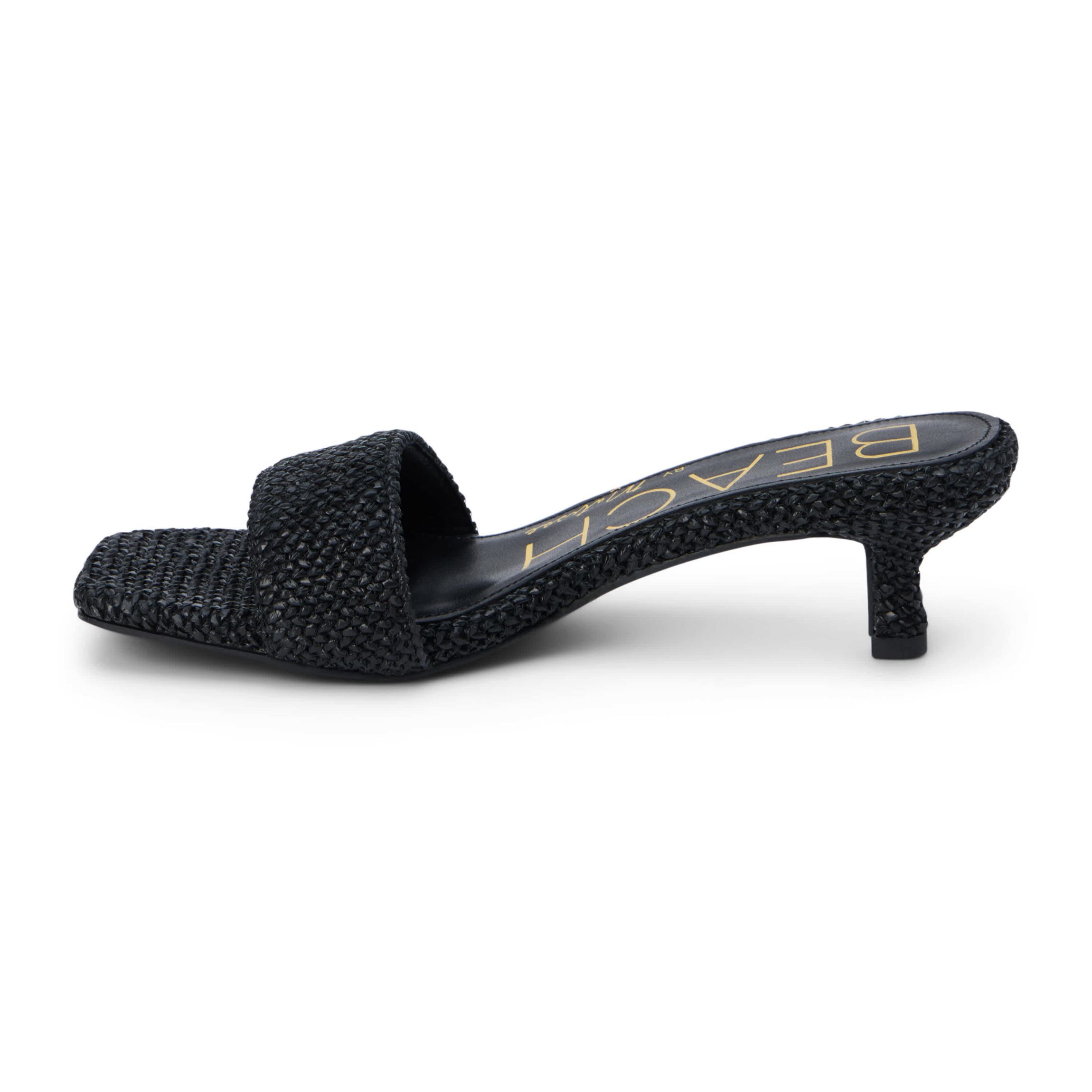 Vegan, single band Kitten heel heel heel sandal.