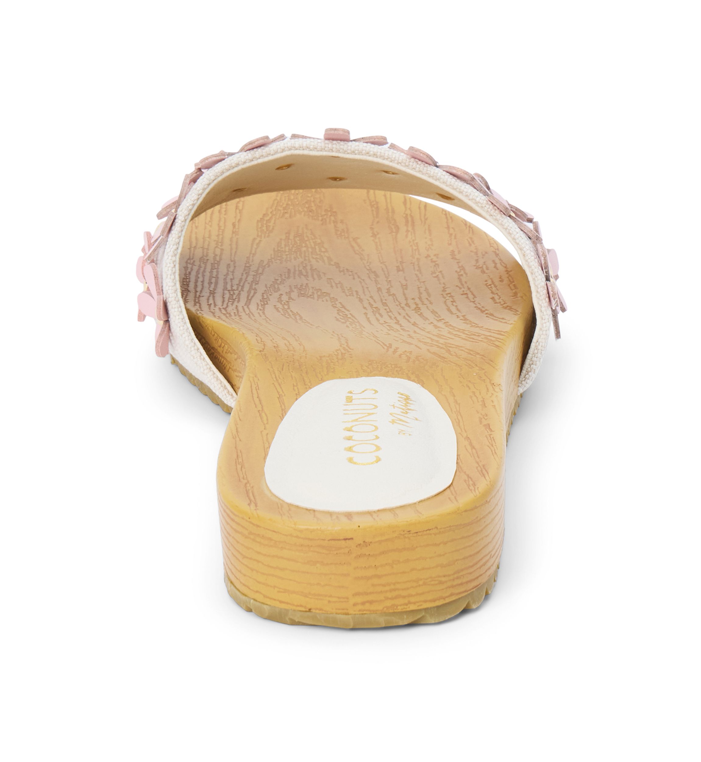 Vegan One-Band Sandals with Flower Appliqué