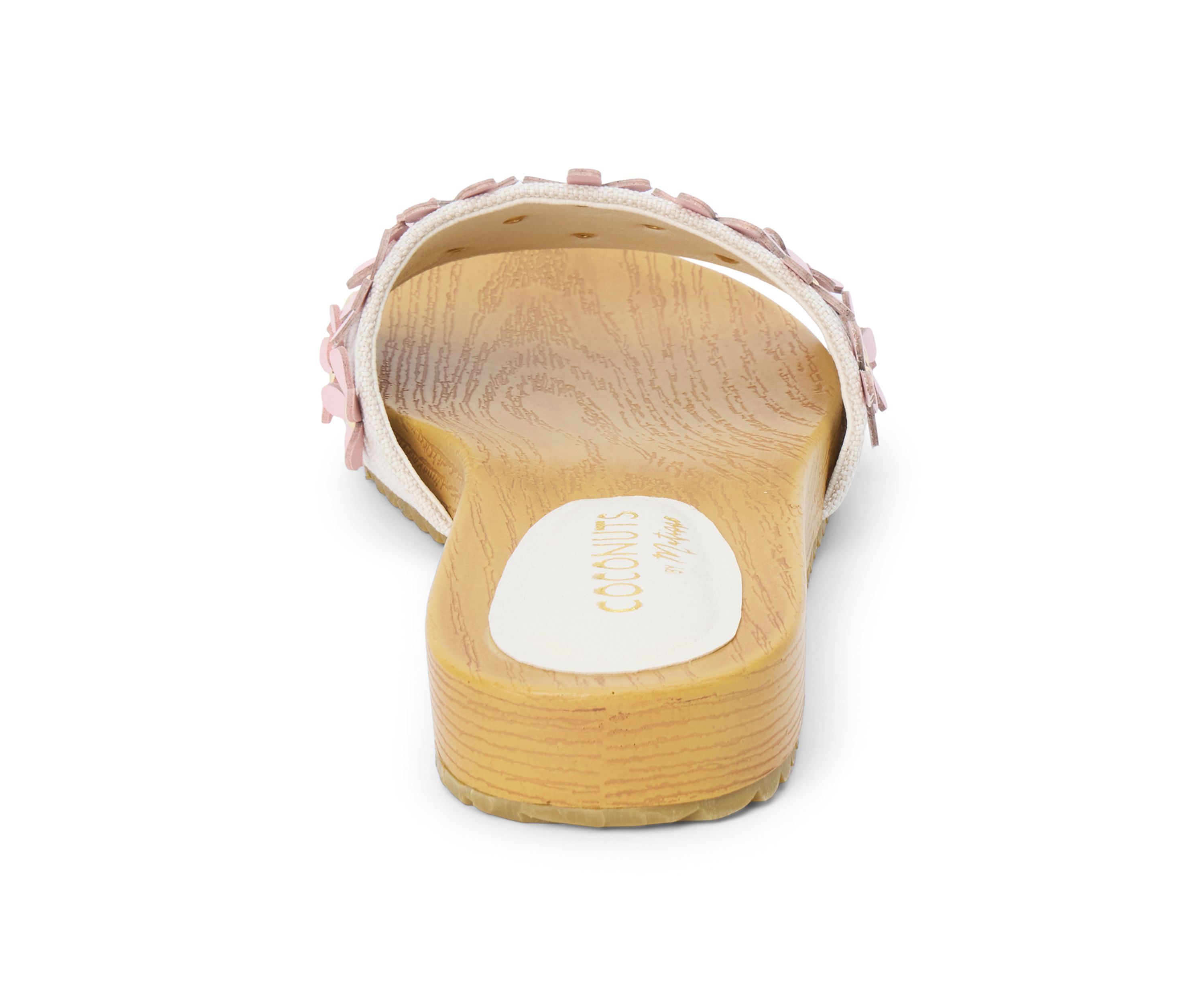 Vegan One-Band Sandals with Flower Appliqué