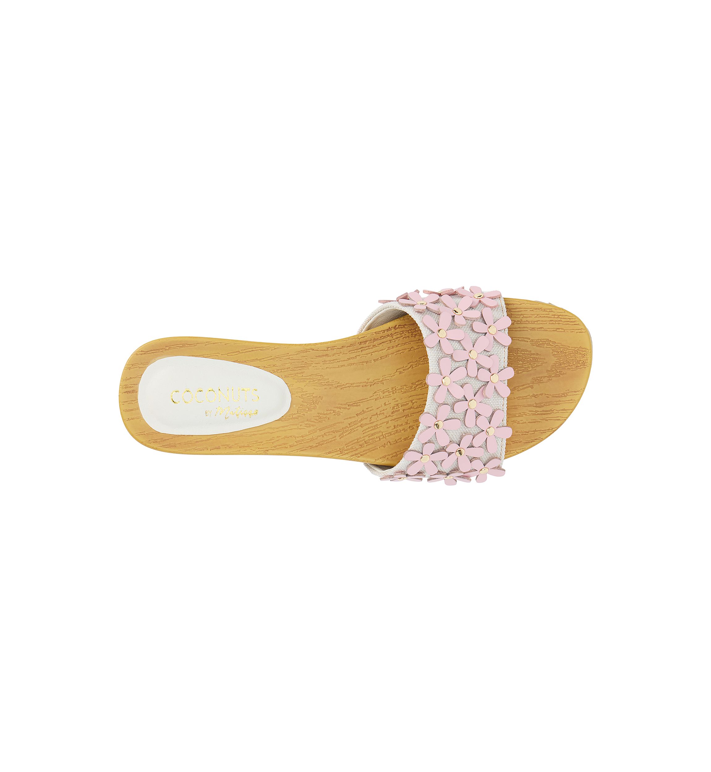 Vegan One-Band Sandals with Flower Appliqué