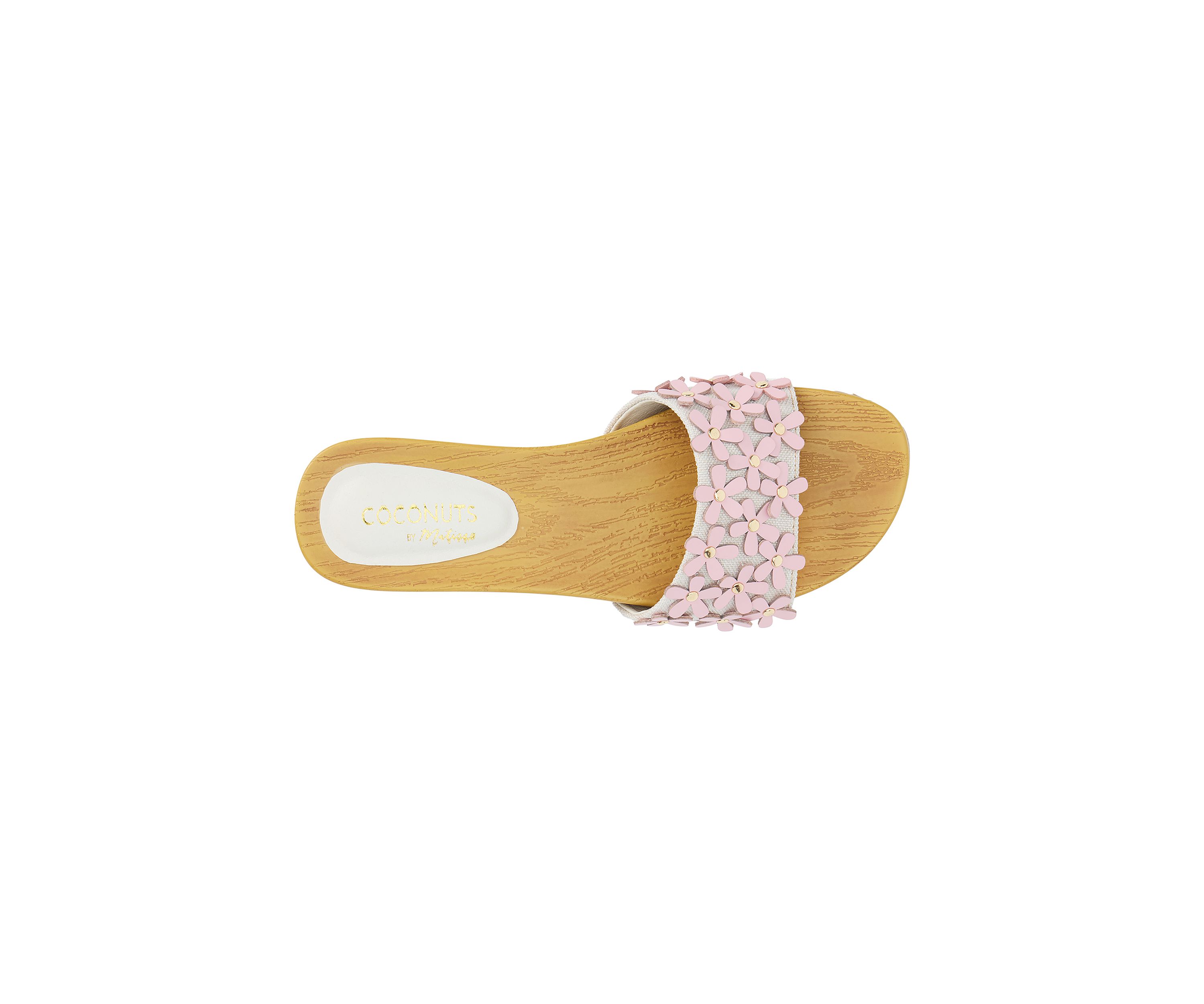 Vegan One-Band Sandals with Flower Appliqué