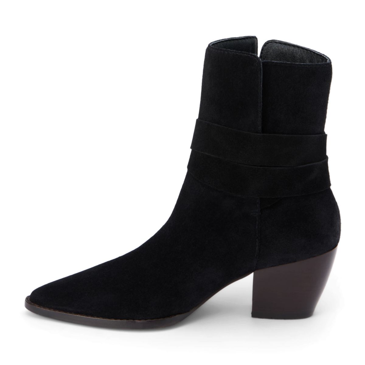 Western-inspired ankle boot with wrap tie detail.