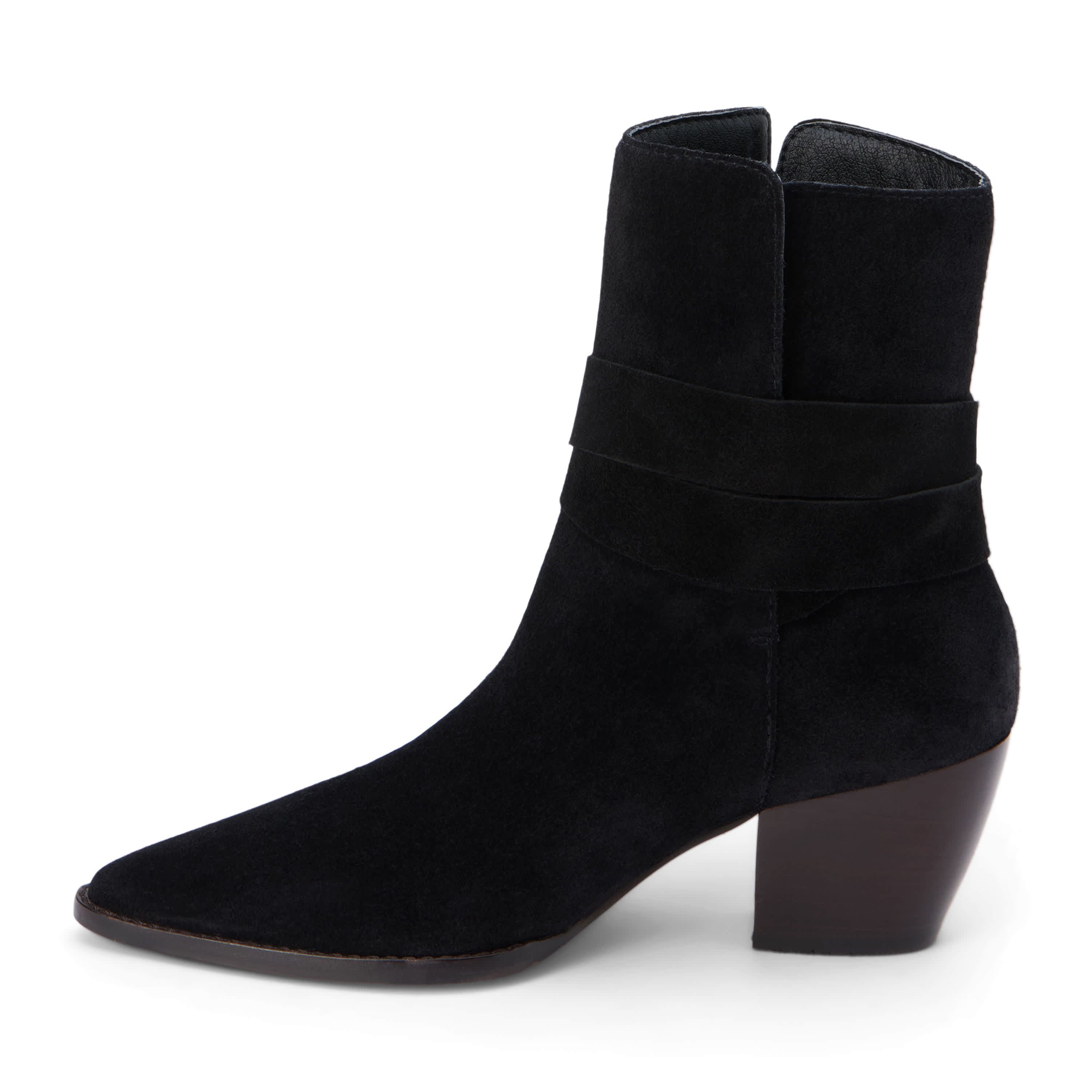Western-inspired ankle boot with wrap tie detail.