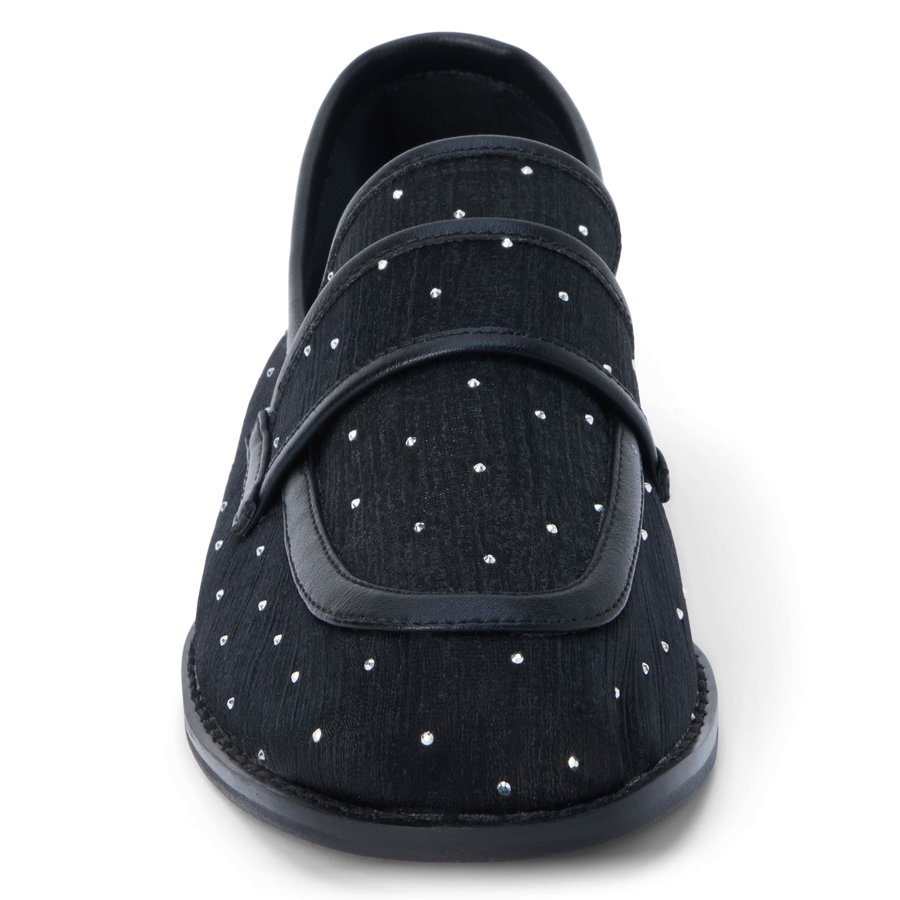 Vegan mesh loafer with rhinestone detail.