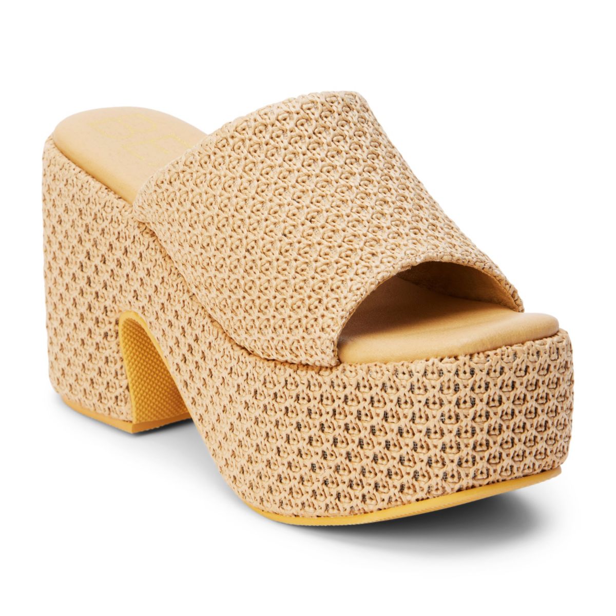Vegan, one band chunky platform heel.