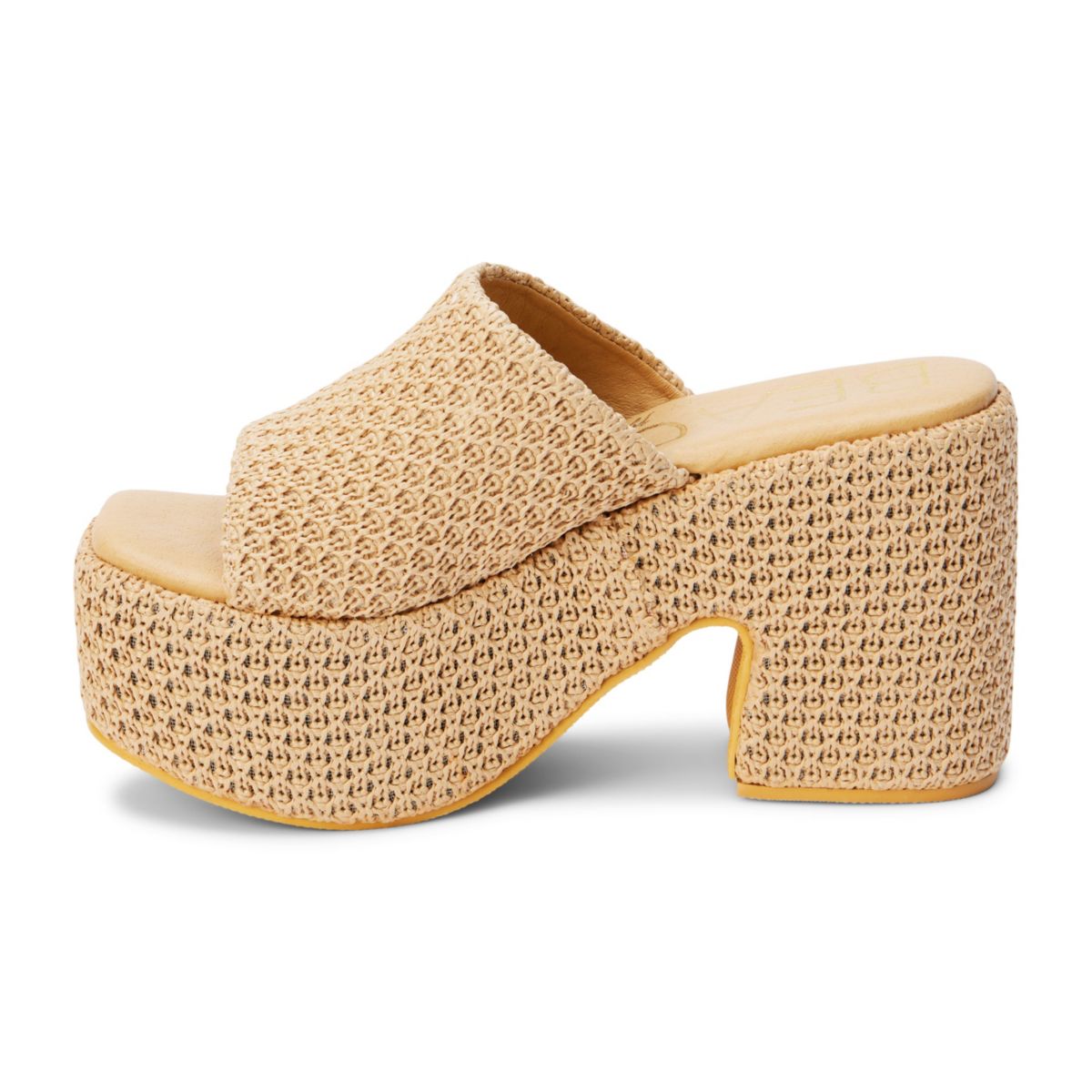 Vegan, one band chunky platform heel.