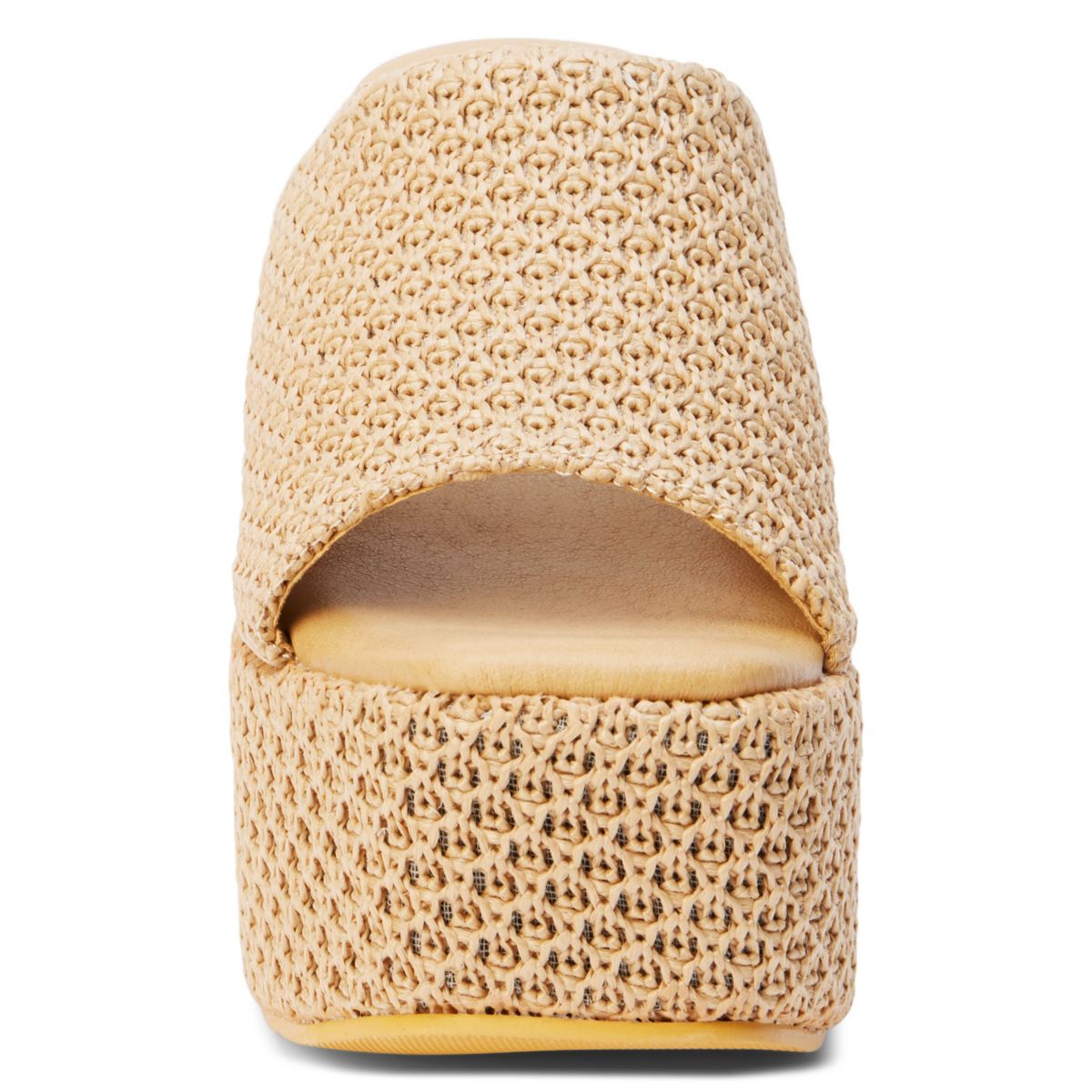 Vegan, one band chunky platform heel.