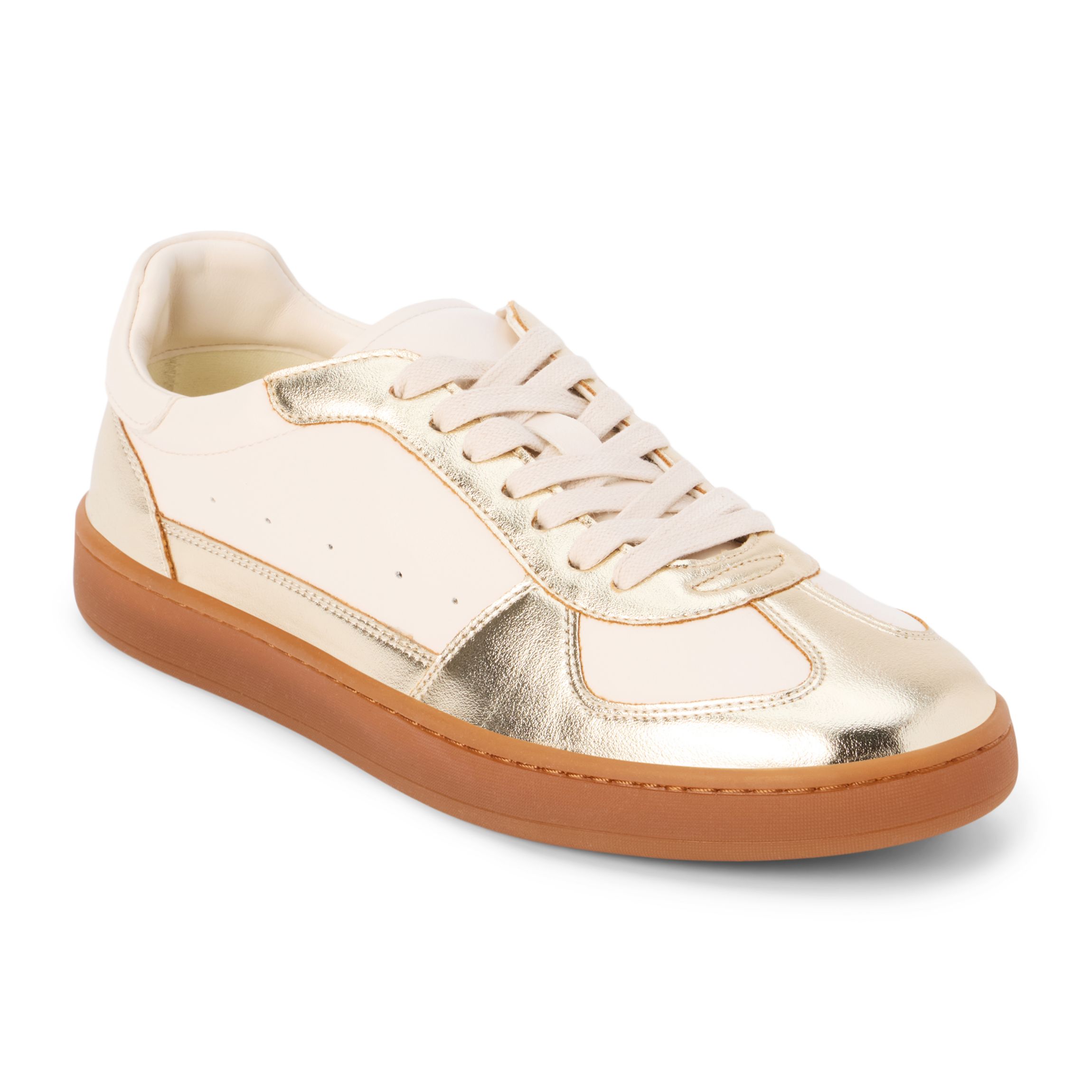 Vegan, two tone low-top sneaker.