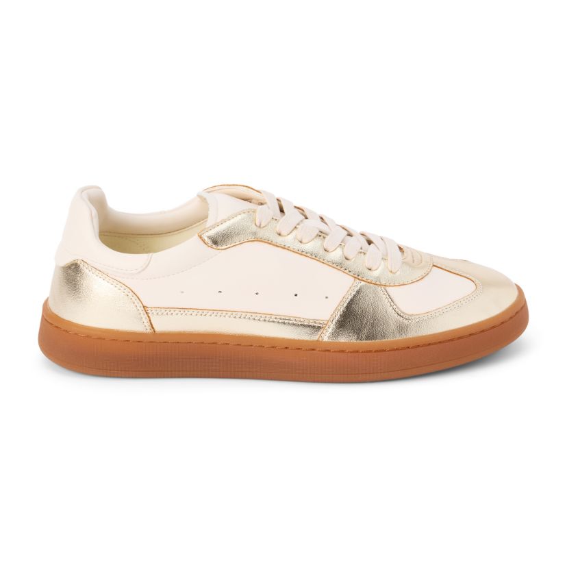 Vegan, two tone low-top sneaker.