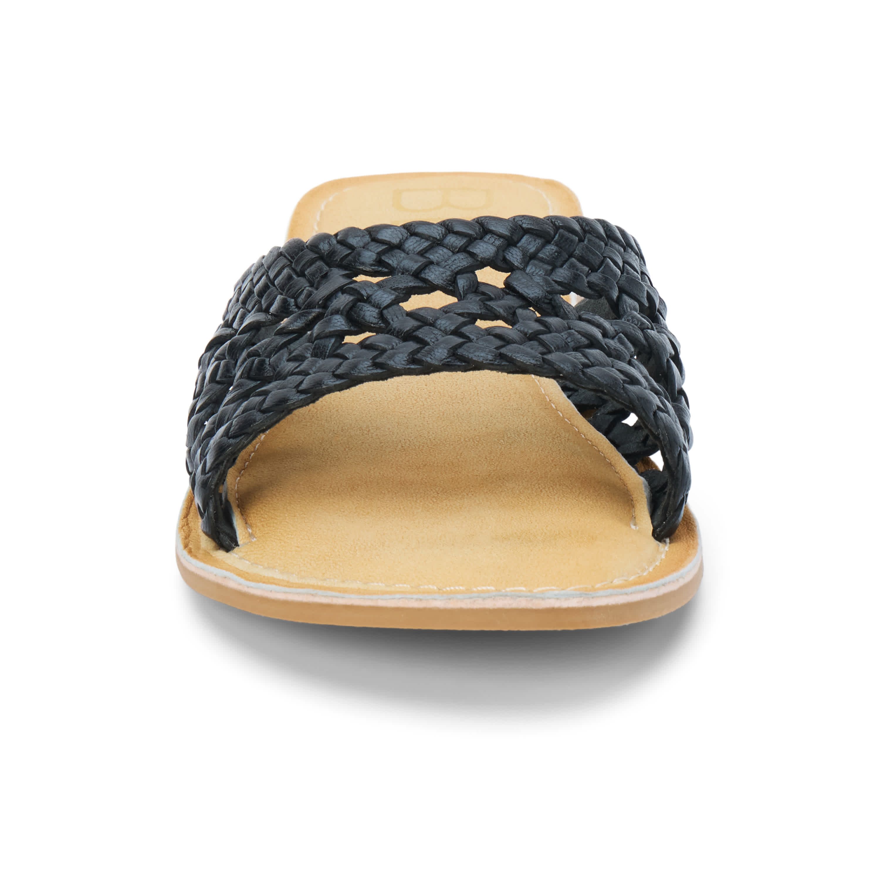 One band, woven slide sandal.