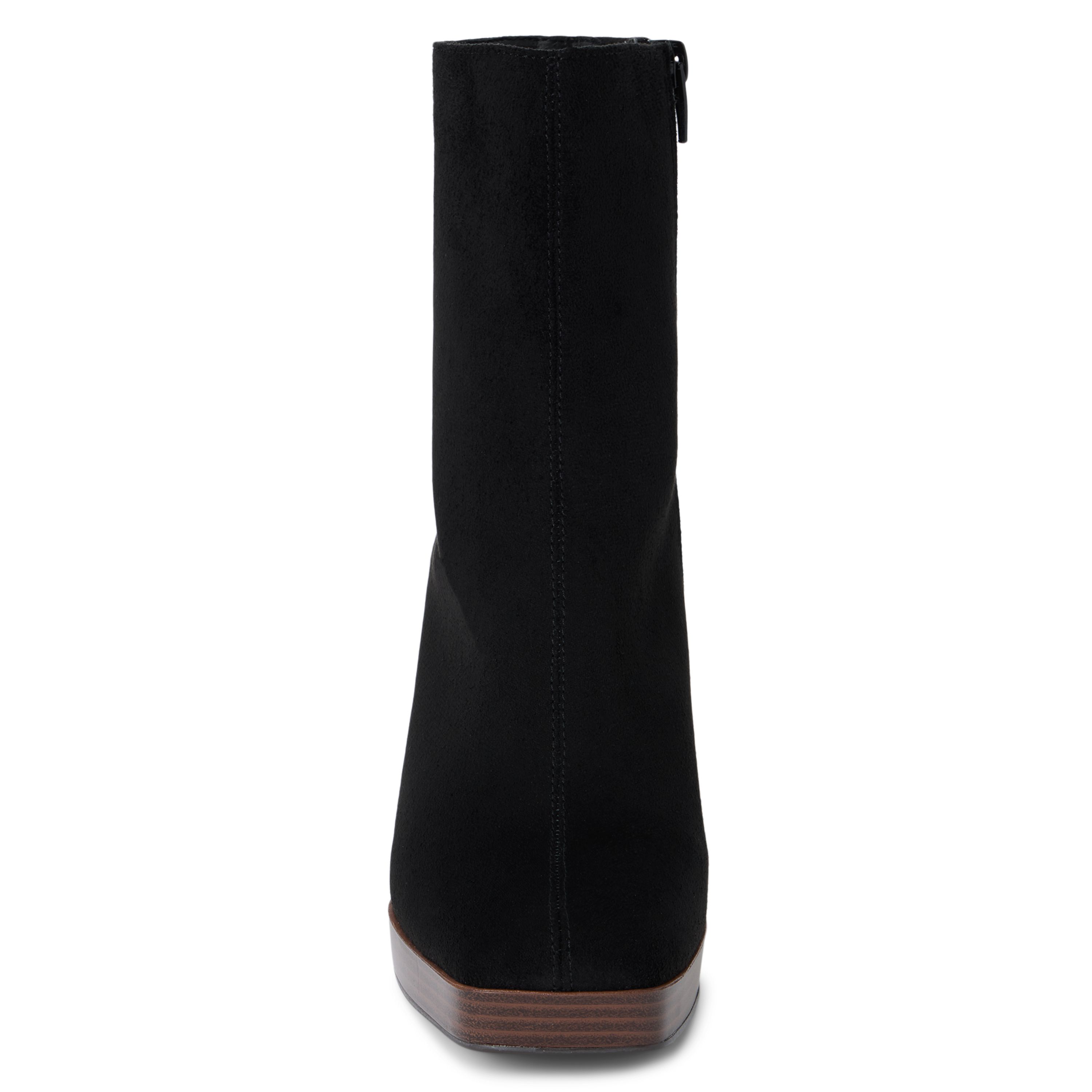Platform anke boot with a squared toe.