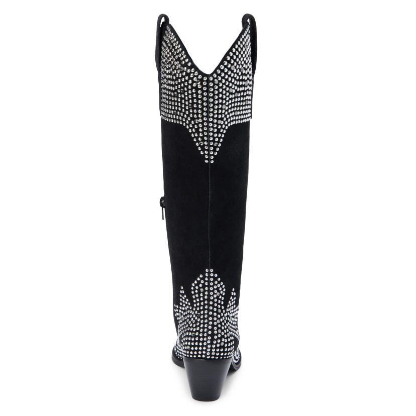 Western-inspired knee high boot with stud detail.
