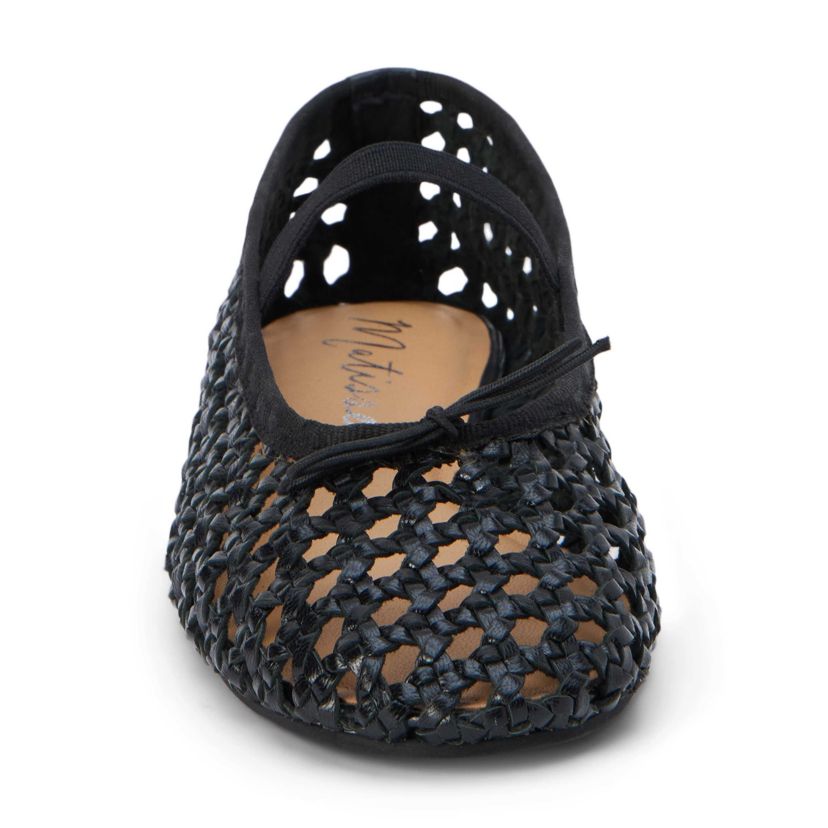 Mary jane ballet flat with woven detail.