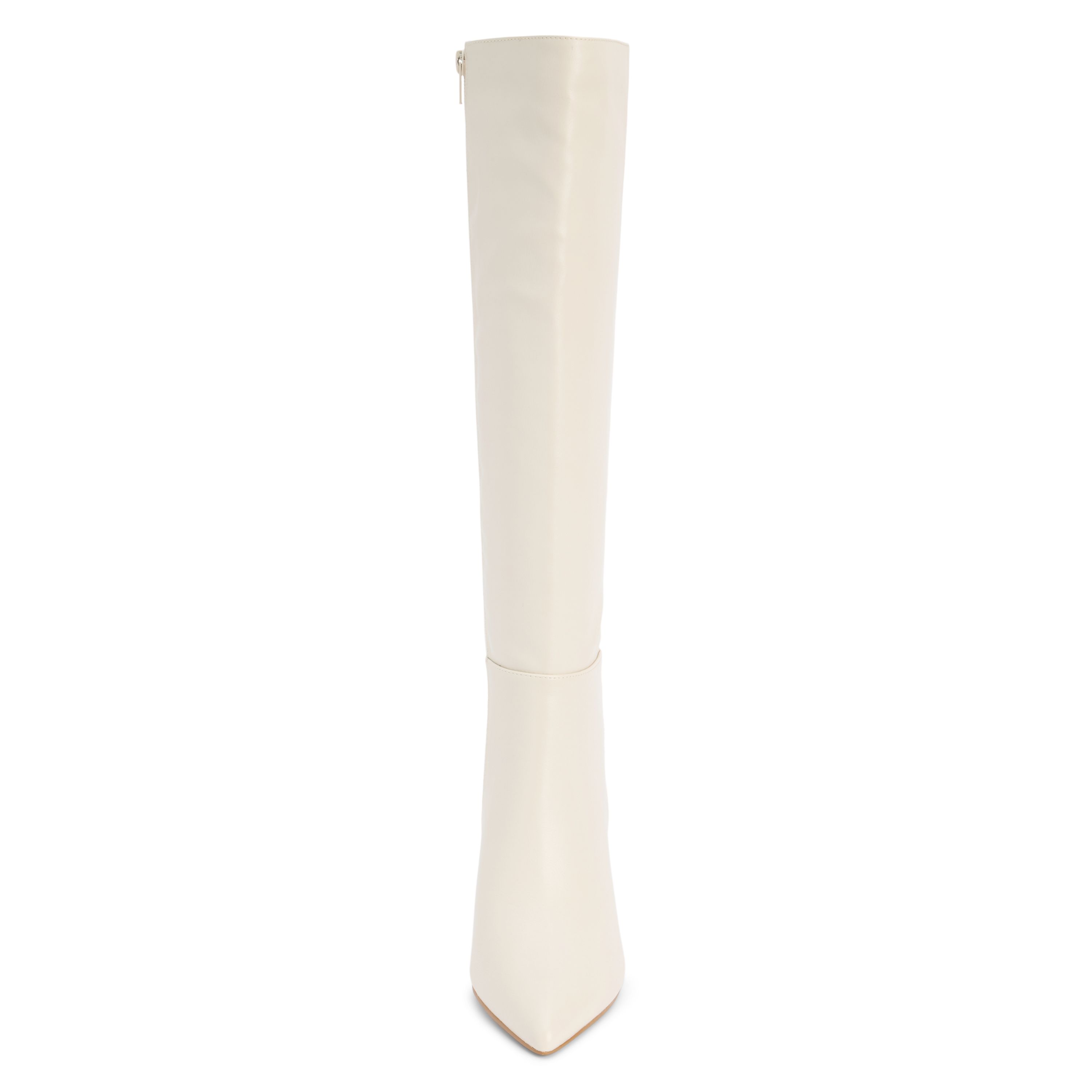 Vegan knee high boot on block heel.