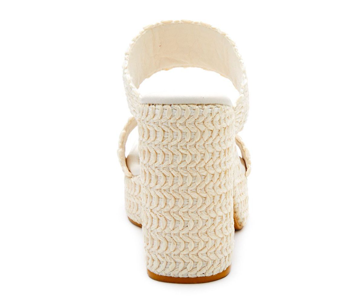 Vegan, two band platform with squared off toe.