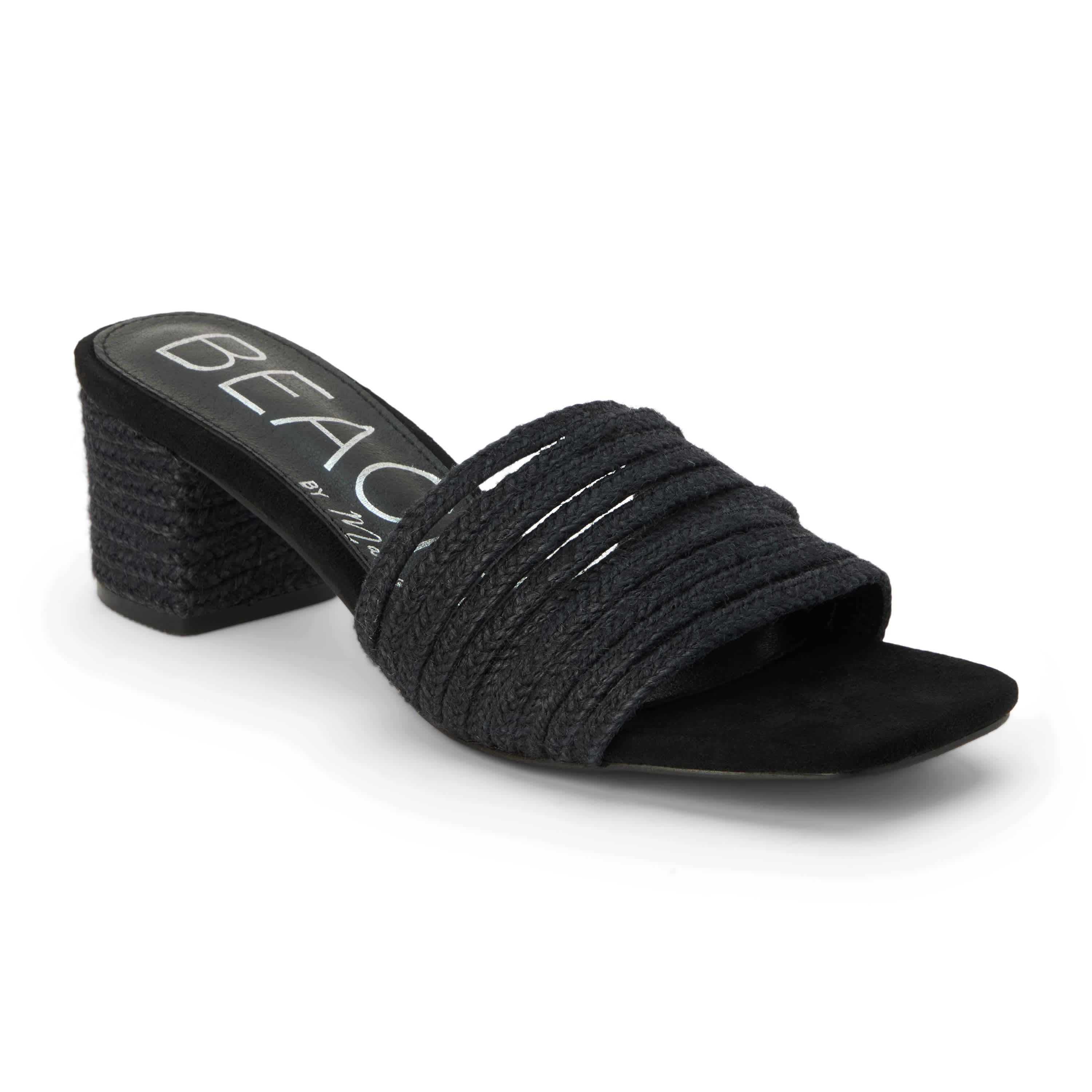 Vegan strappy one band heeled sandal.
