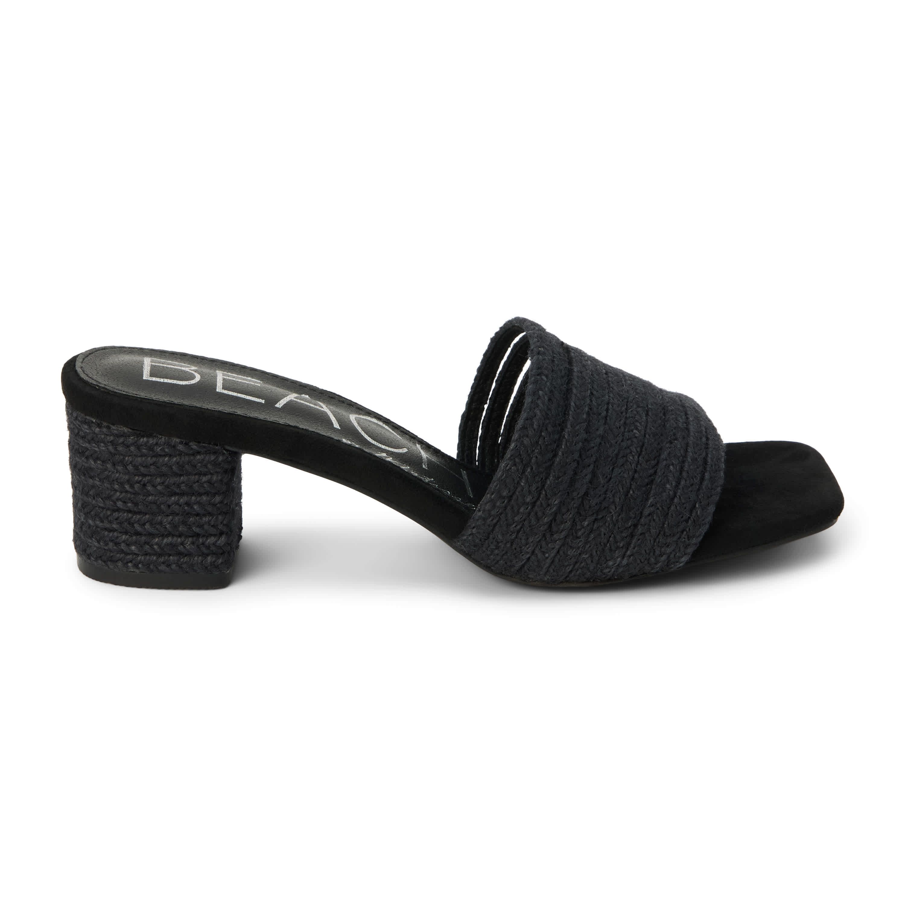Vegan strappy one band heeled sandal.