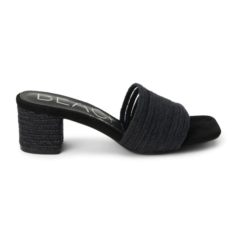 Vegan strappy one band heeled sandal.