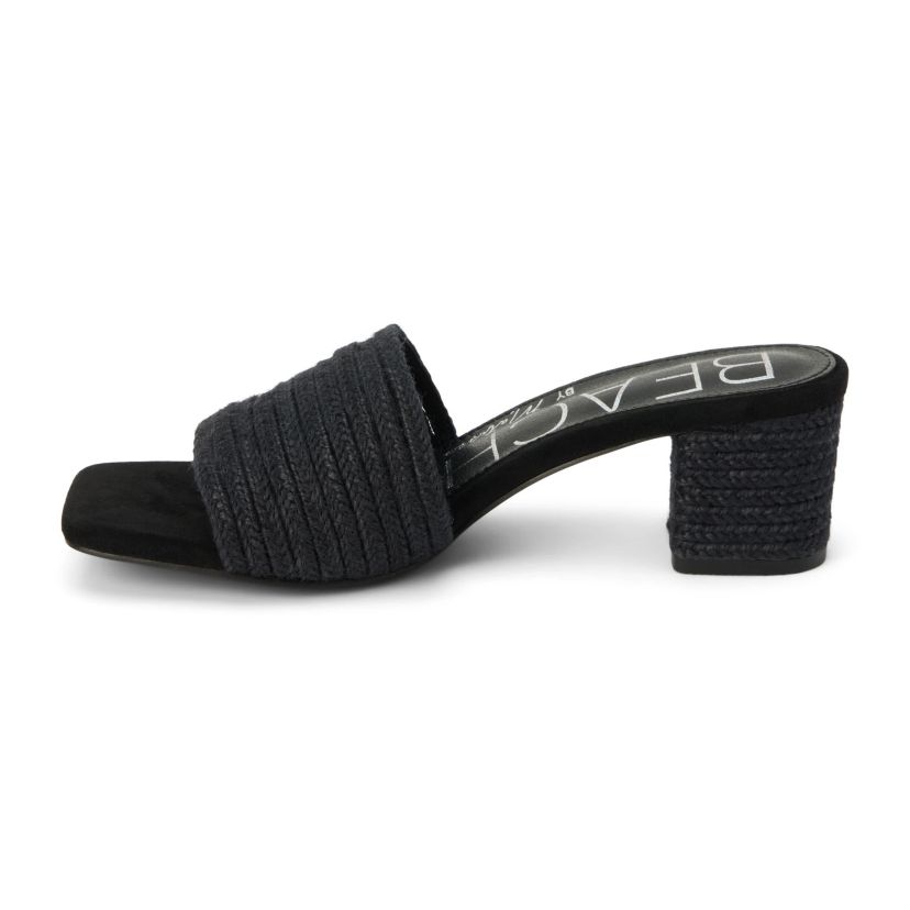 Vegan strappy one band heeled sandal.