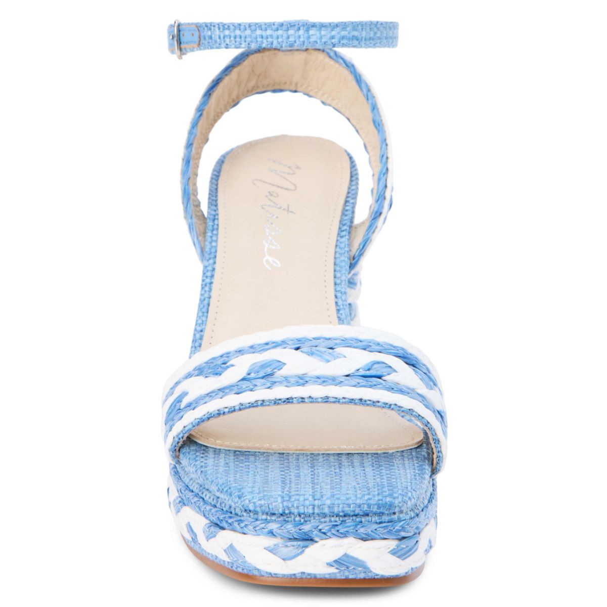 Platform, heeled sandal with ankle strap.