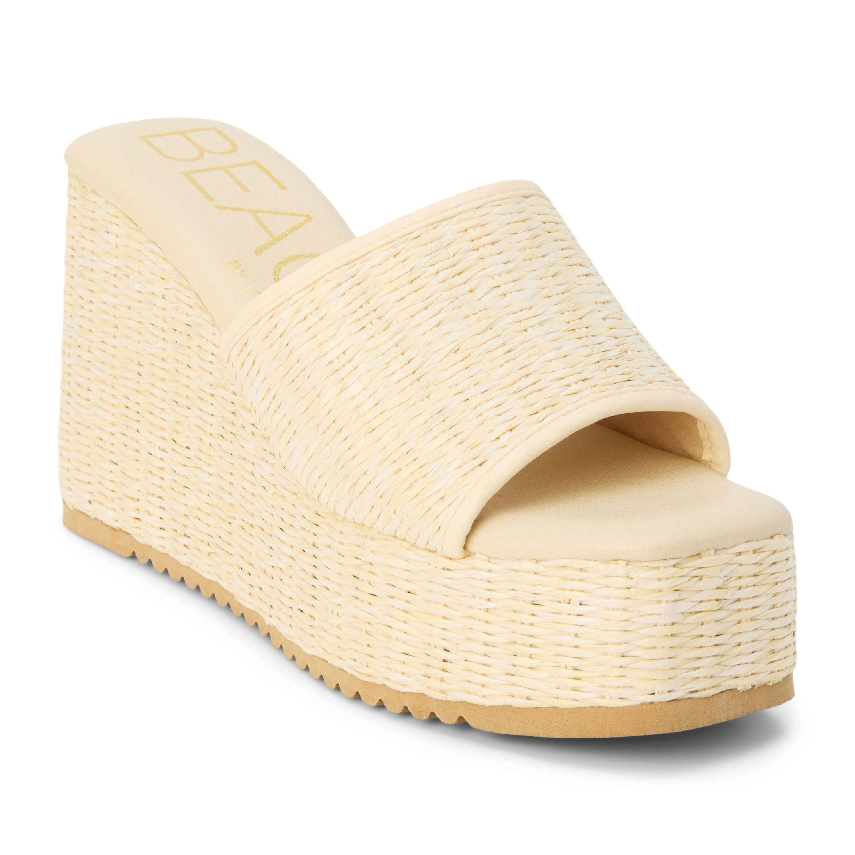 Vegan one band platform wedge.