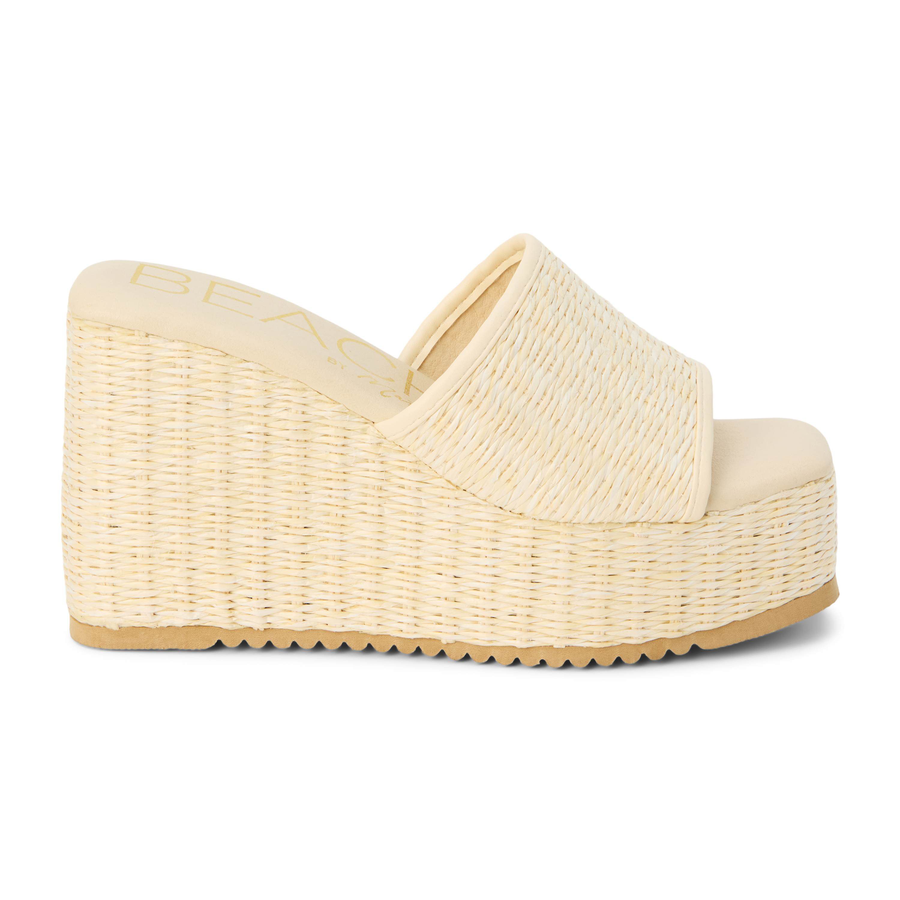 Vegan one band platform wedge.