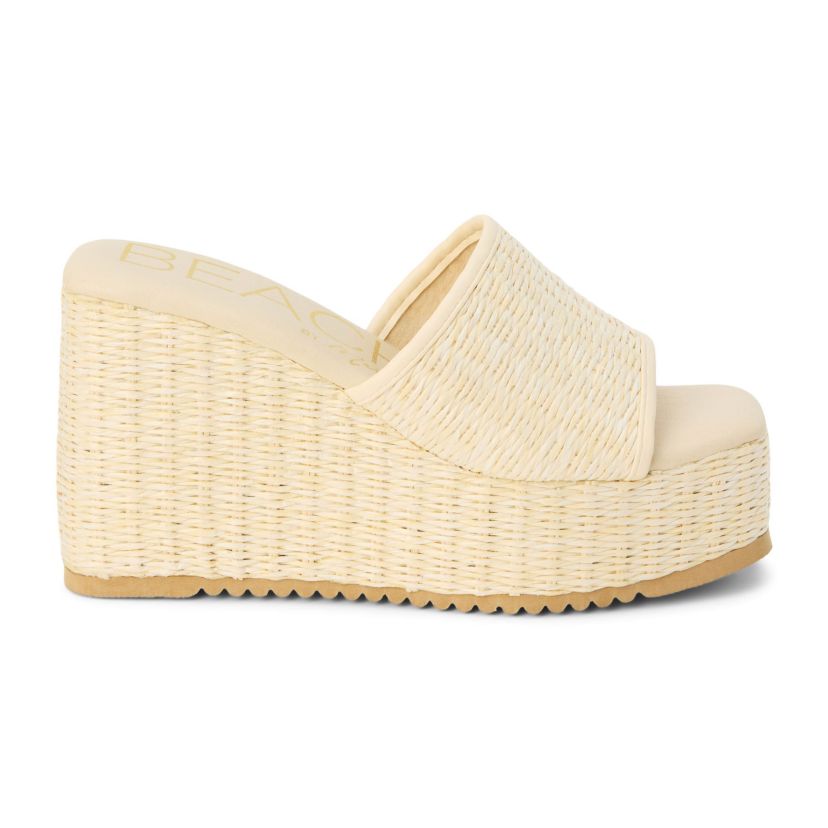Vegan one band platform wedge.
