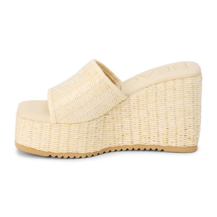 Vegan one band platform wedge.