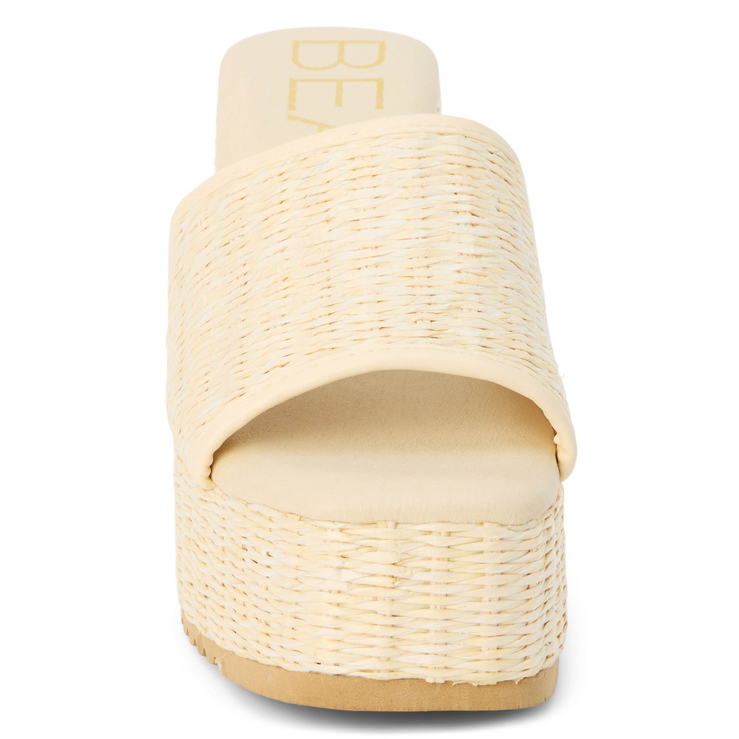 Vegan one band platform wedge.