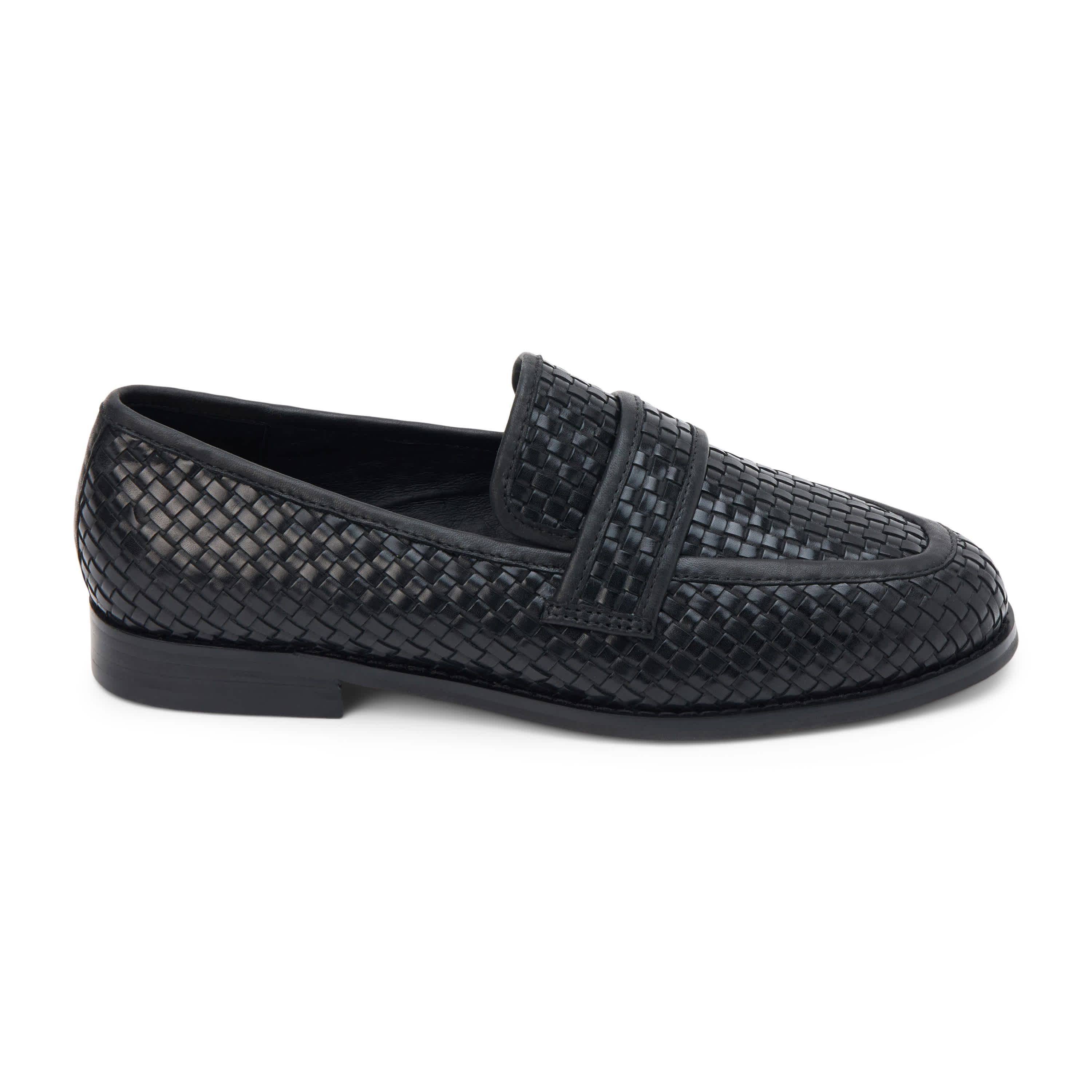 Woven leather loafer