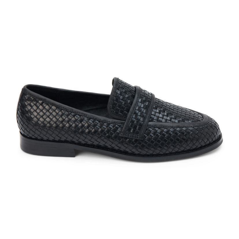 Woven leather loafer