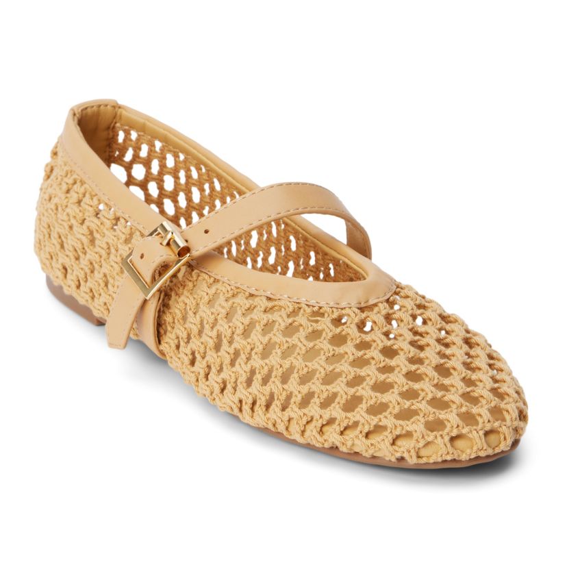 Fishnet mary jane ballet flat.