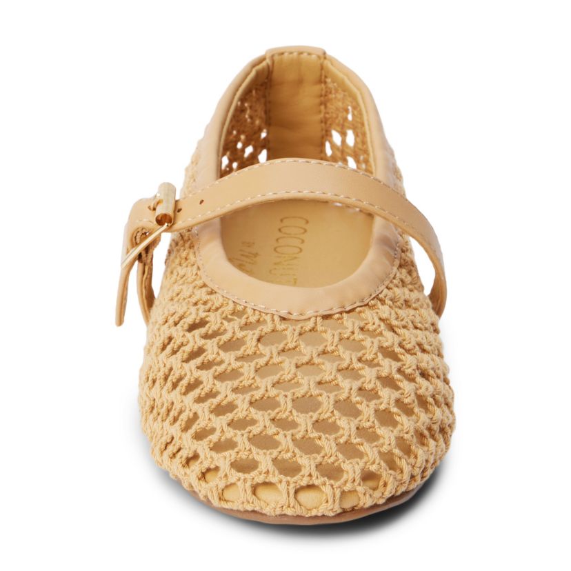 Fishnet mary jane ballet flat.
