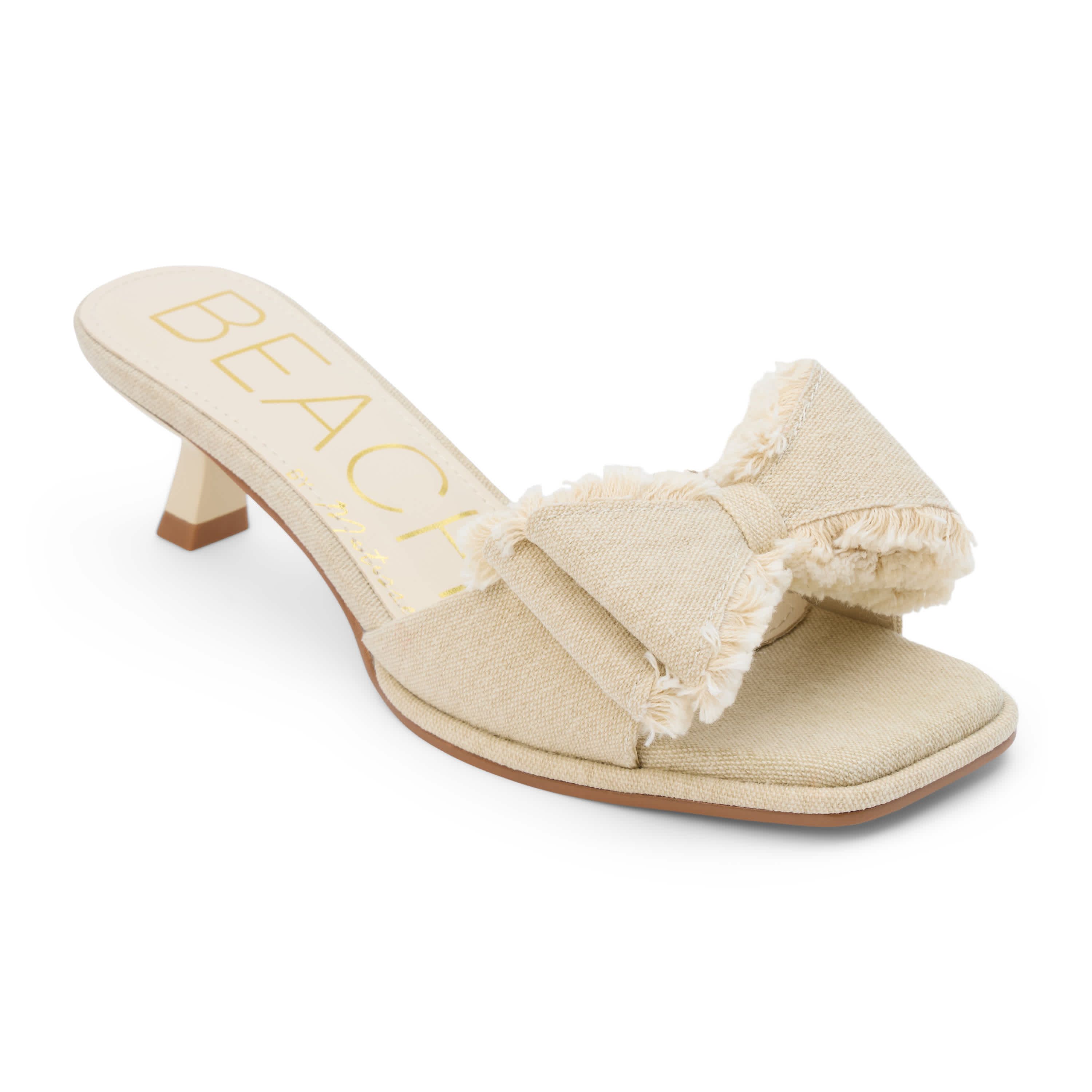Vegan, Kitten heel heel heel sandal with bow detail.