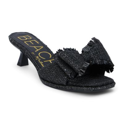 Beach by Matisse Women's Vegan, Kitten heel heel heel sandal with bow detail, Black, 7M