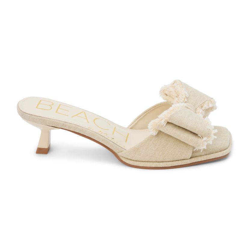 Vegan, Kitten heel heel heel sandal with bow detail.