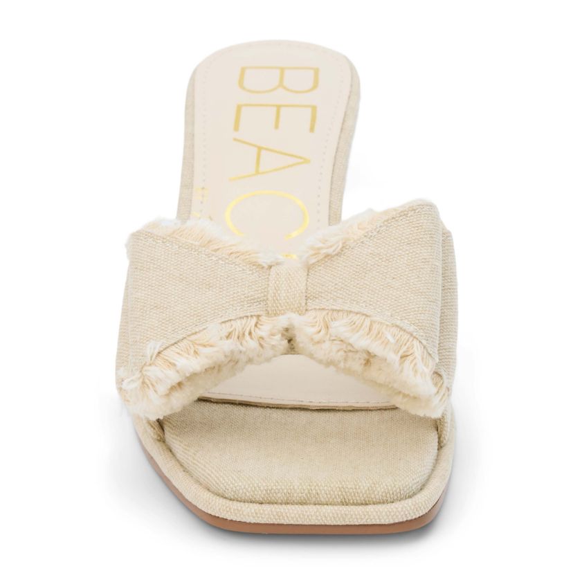 Vegan, Kitten heel heel heel sandal with bow detail.
