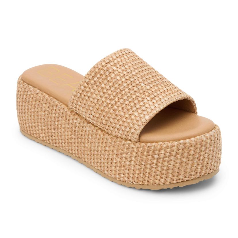 Vegan one band platform wedge.