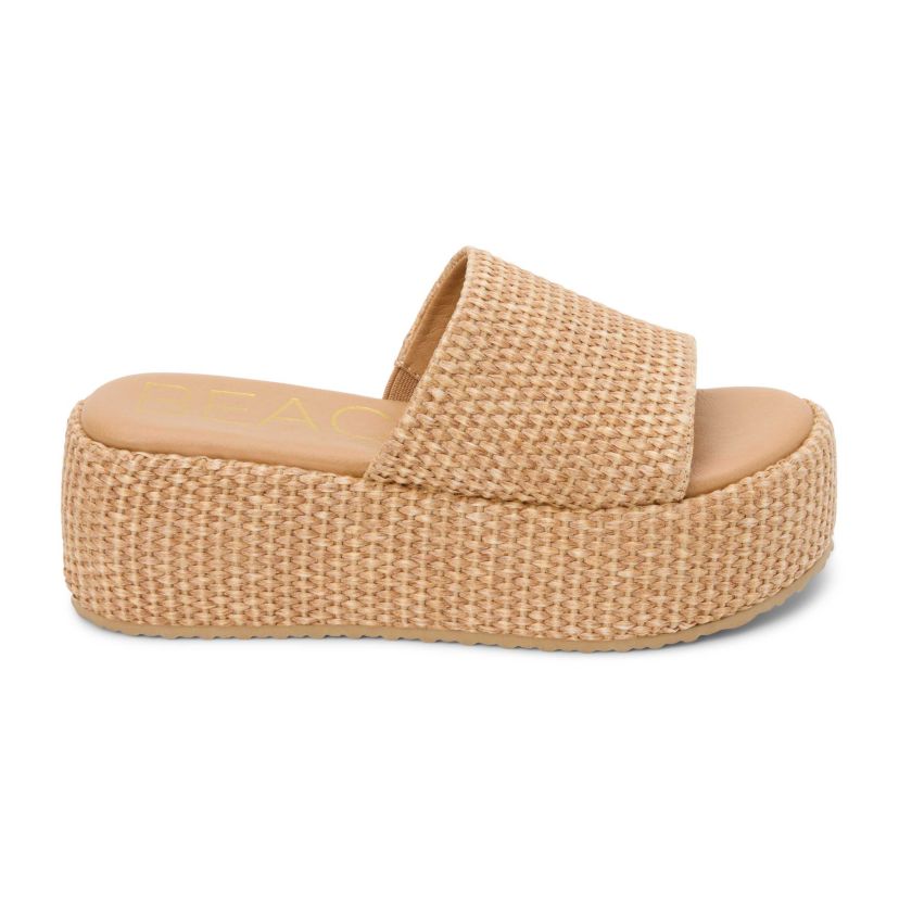 Vegan one band platform wedge.