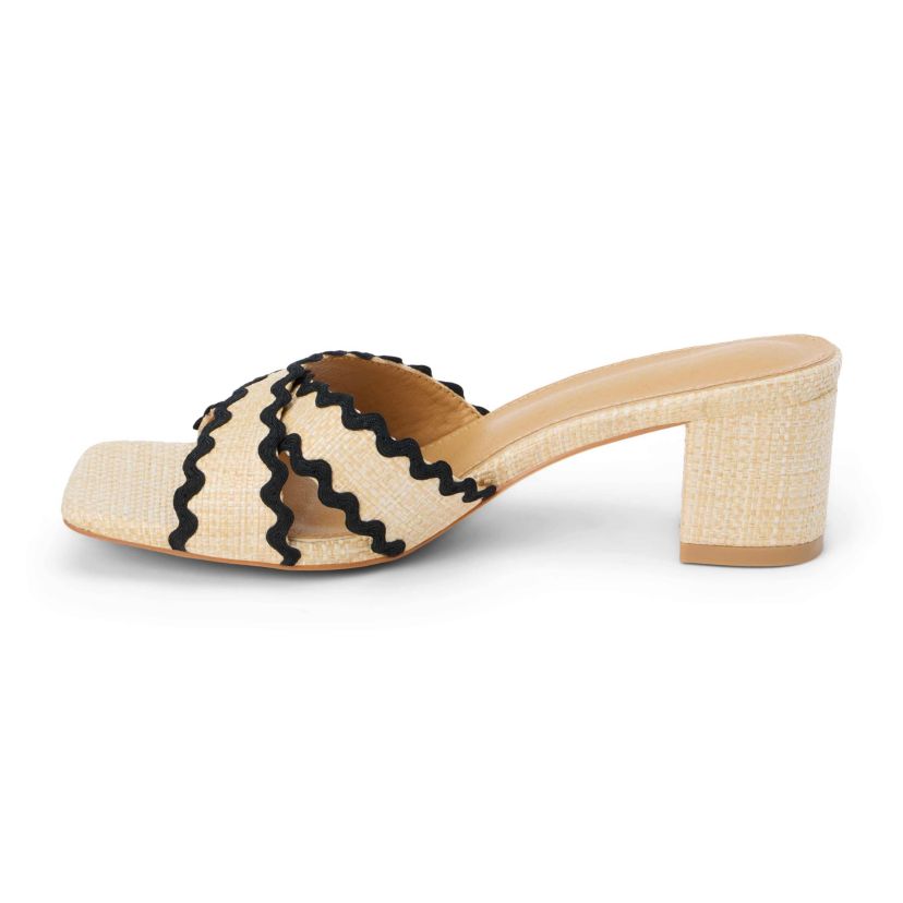 Vegan, criss cross heeled sandal.