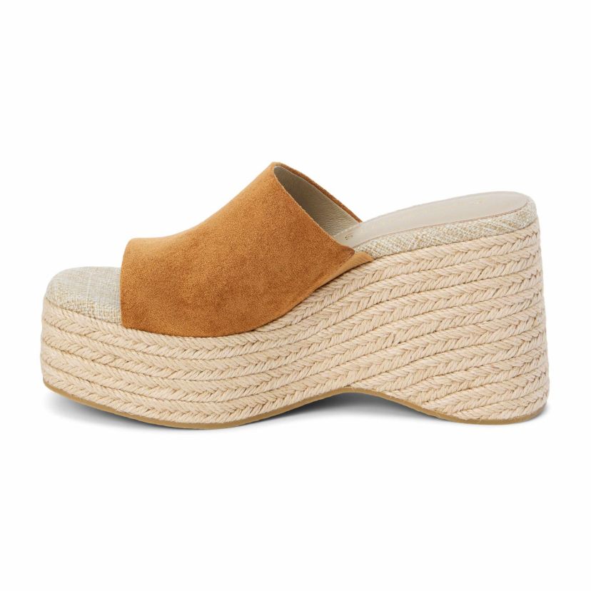 Vegan, single band wedge sandal.