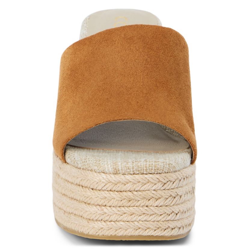 Vegan, single band wedge sandal.